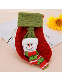 Personalized Green Snowman Pattern Decorated Socks Shape Design