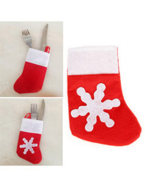 Personalized Red+white Snowflake Decorated Socks Shape Design