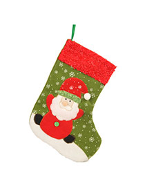 Personalized Green Santa Claus Pattern Decorated Socks Shape Design