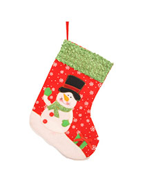 Personalized Red Snowman Pattern Decorated Socks Shape Design