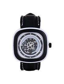 Casual White Second Disc Decorated Square Shape Design  Platic Men's Watches