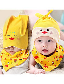 Lovely Yellow Ears Deocrated Cartoon Animal Pattern Design With Scarf
