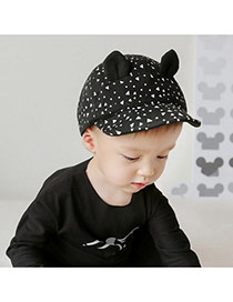 Cute Black Triangle Pattern&ears Decorated Pure Color Design