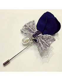 Cute Sapphire Blue Bowknot Decorated Rose Flower Shape Design