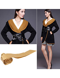 Fashion Khaki Pure Color Swallow Tail Shape Design