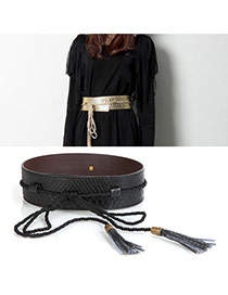 Fashion Black Tassel Pendant Decorated Snakeskin Design