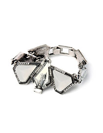 Fashion Silver Color Triangle Gemstone Decorated Simple Design