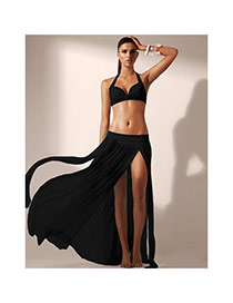 Sexy Black Pure Color Simple Design Sarong Skirt(Without Bikini)
