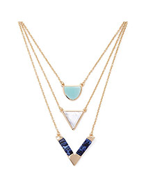 Trendy Gold Color Triangle Pendant Decorated Multilayer Design