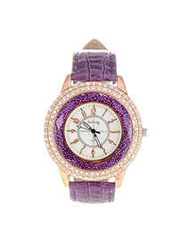 Elegant Purple Diamond Decorated Pure Color Design