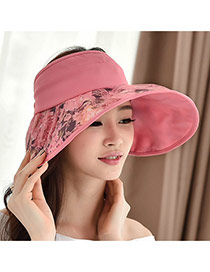 Trending Pink Flower Pattern&lence Decorated Large Brim Folding Design(rondom Color Straps)