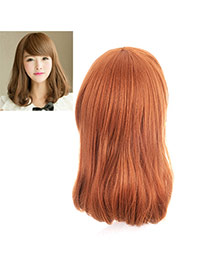 Fashion Linen Yellow Tilted Bang Rinka Haircut Curly Design High%2dtemp Fiber Wigs
