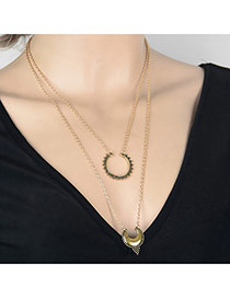 Fashion Gold Color Waterdrop Shape Pendant Decorated Double Layer Design