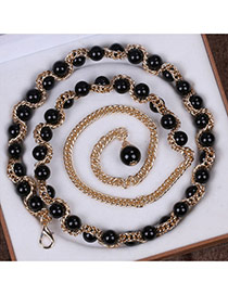 Fashion Black Beads Decorated Chains Weave Design