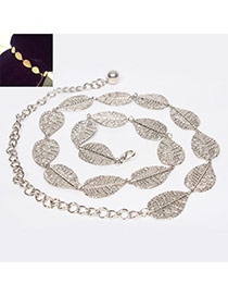 Fashion Silver Color Leaf Decorated Simple Design