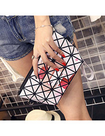 Elegant Light Pink Girl Pattern Decorated Geometric Shape Design Pvc Messenger bags