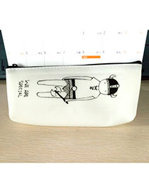 Lovely White Guard Pattern Decorated Simple Design Gellly Glue Pencil Case