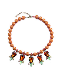 Fashion Coffee Waterdrop Shape Decorated Short Weaving Collar Design Acrylic Bib Necklaces
