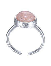 Fashion Pink Round Shape Decorated Opening Desgn Stone Korean Rings