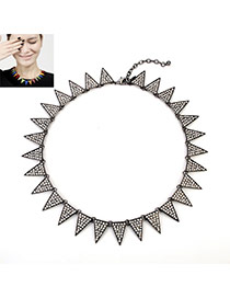 Bohemian Black&white Triangle Shape Decorated Collar Design Cz Diamond Bib Necklaces