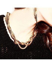 Vintage Gold Color Metal Chain Decorated Three Layer Design Alloy Bib Necklaces