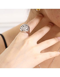 Fashion Silver Color Hollow Out Rose Flower Shape Simple Design Alloy Korean Rings
