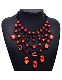 Elegant Red Water Drop Diamond Decorated Multilayer Design