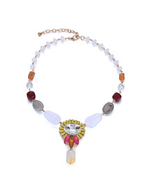 Fashion Multi-colour Gemstone Decorated Simple Design  Acrylic Bib Necklaces