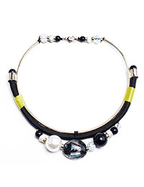 Fashion Gold Colour Pearls Decorated Collar Design Crystal Bib Necklaces