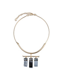 Fashion Black Geomestric Pendant Decorated Simple Design Resin Bib Necklaces