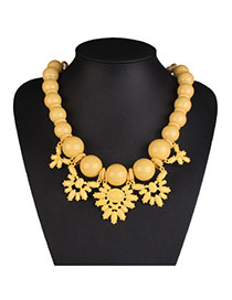 Exaggerate Yellow Big Bead Decorated Short Chain Design