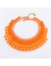 Bohemia Orange Gemstone Decorated Multilayer Design Alloy Bib Necklaces
