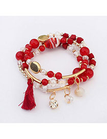 Fashion Red Beads Decorated Multi-element Design  Alloy Korean Fashion Bracelet