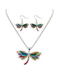Cute Silver Color Dragonfly Shape Pendant Decorated Simple Design Alloy Jewelry Sets