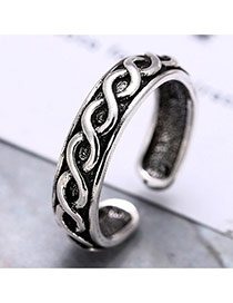 Vintage Anti-silver Metal Chain Shape Decorated Opening Ring