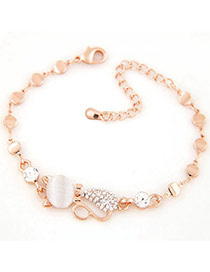 Lovely Gold Color Cat Shape Decorated Simple Chain Bracelet