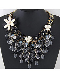 Trendy Multi-color Water Drop Shape Diamond&flower Decorated Short Chain Necklace