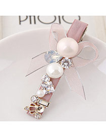 Sweet Pink Pearl&bowknowt Decorated Simple Hair Clip