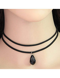 Sweet Black Beads Pendant Decorated Double Layer Necklace