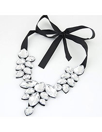 Trendy White Water Drop Shape Gemstone Decorated Short Chain Necklace