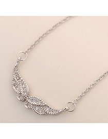 Sweet Silver Color Diamond Decorated Wings Shape Simple Necklace