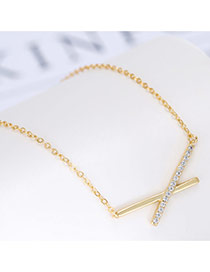 Fashion Gold Color Letter Xpendant Decorated Long Chain Necklace