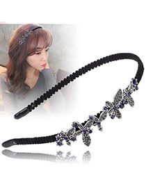 Vintage Black+silver Color Diamond Decorated Butterfly Shape Design Hair Hoop