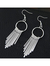 Fashion Silver Color Metal Tassel Decorated Long Chain Simple Earrings
