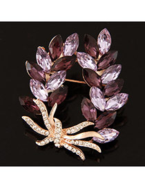 Delicate Light Purple Waterdrop Shape Diamond Decorated Simple Brooch