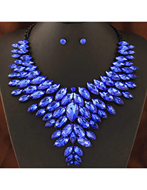 Trendy Sapphire Blue Oval Shape Gemstone Decorated Multi-layer Jewelry Sets