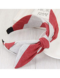 Fashion Red+gray Color Matching Design Bowknot Shape Simple Hair Clasp