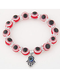 Personlity Red Metal Palm Pendant Decorated Eyes Design Simple Bracelet