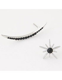 Fashion Silver Color Star&moon Shape Decorated Simple Asymmetry Earrings
