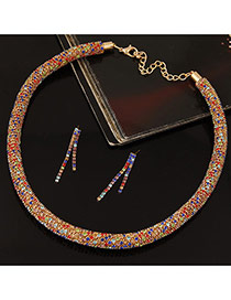 Fashion Multi-color Twist Chain Decorated Simple Jewelry Sets